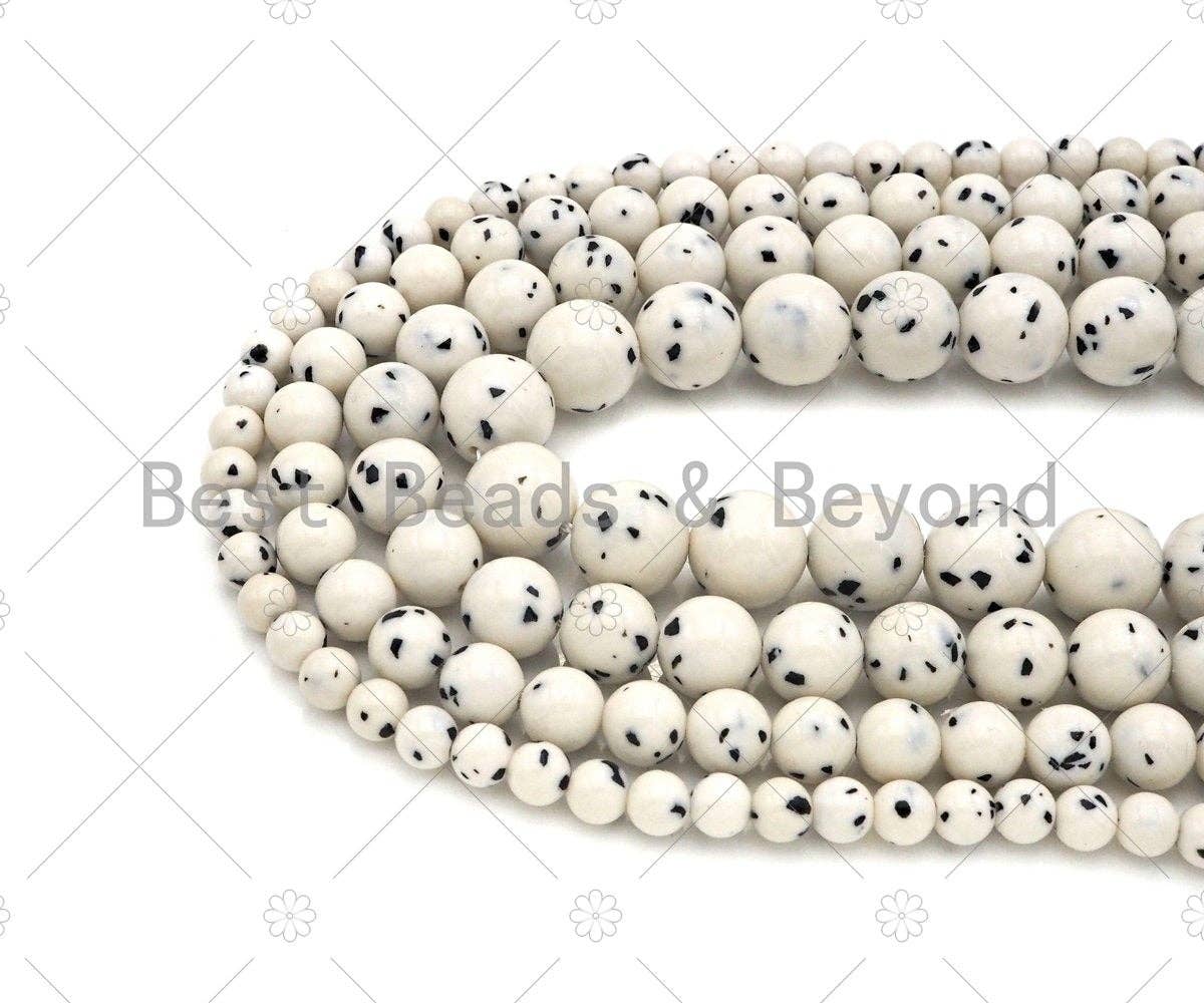 Quality Dalmation Jade Round Smooth Beads, 6mm/8mm/10mm/12mm Round Smooth Beads, White Black Jade,Sku#U1134