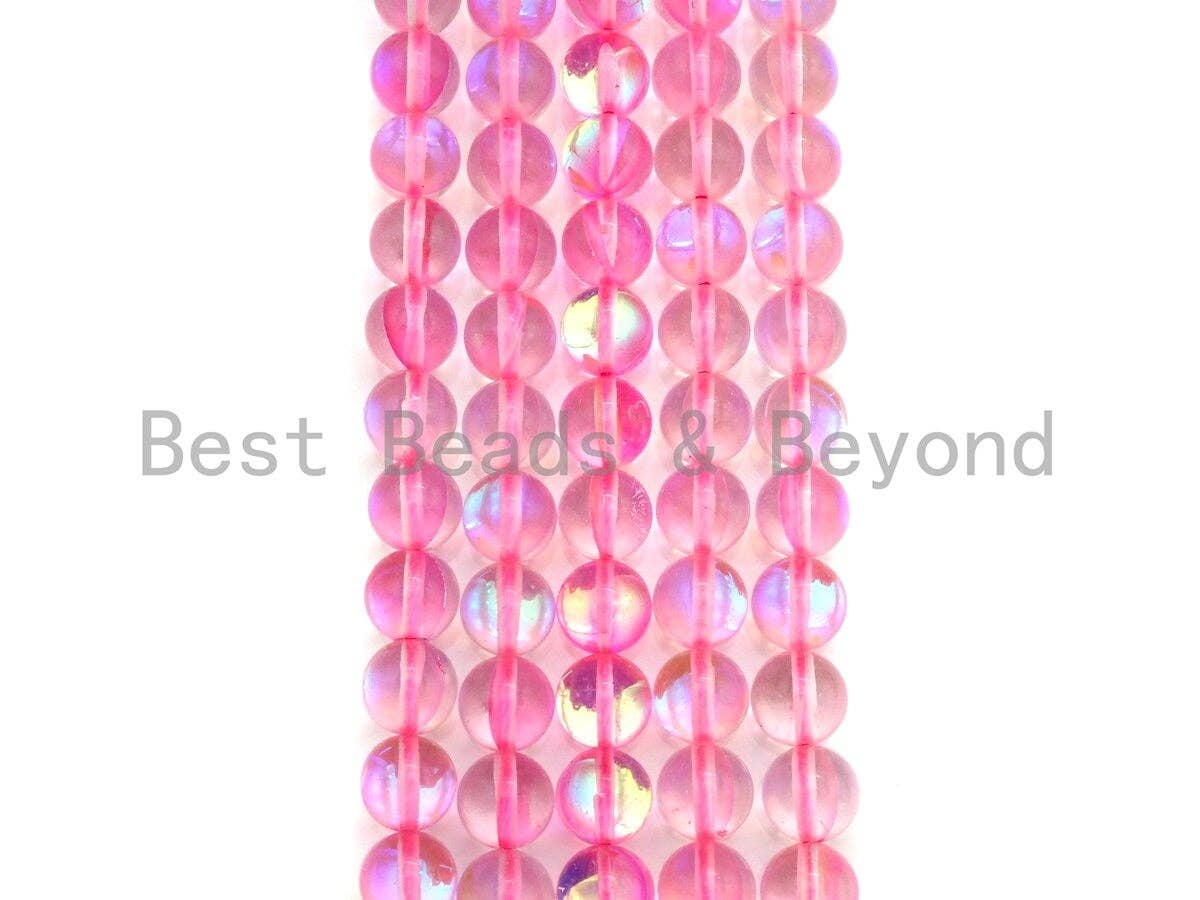 NEW Color!! Pink Spectrolite Quartz, High Quality in Round 6mm/8mm/10mm/12mm, Manmade Crystal beads, 15.5inch strand, SKU#U841