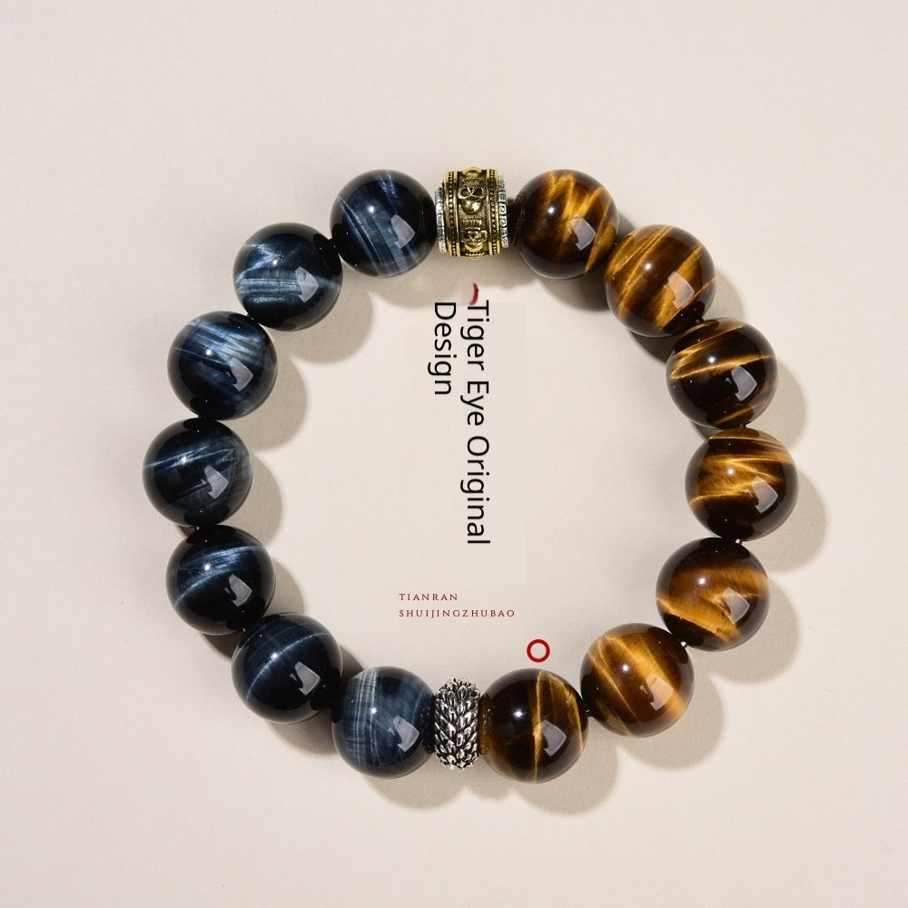 Natural Tigers Eye And Obsidian Collectors Bracelet