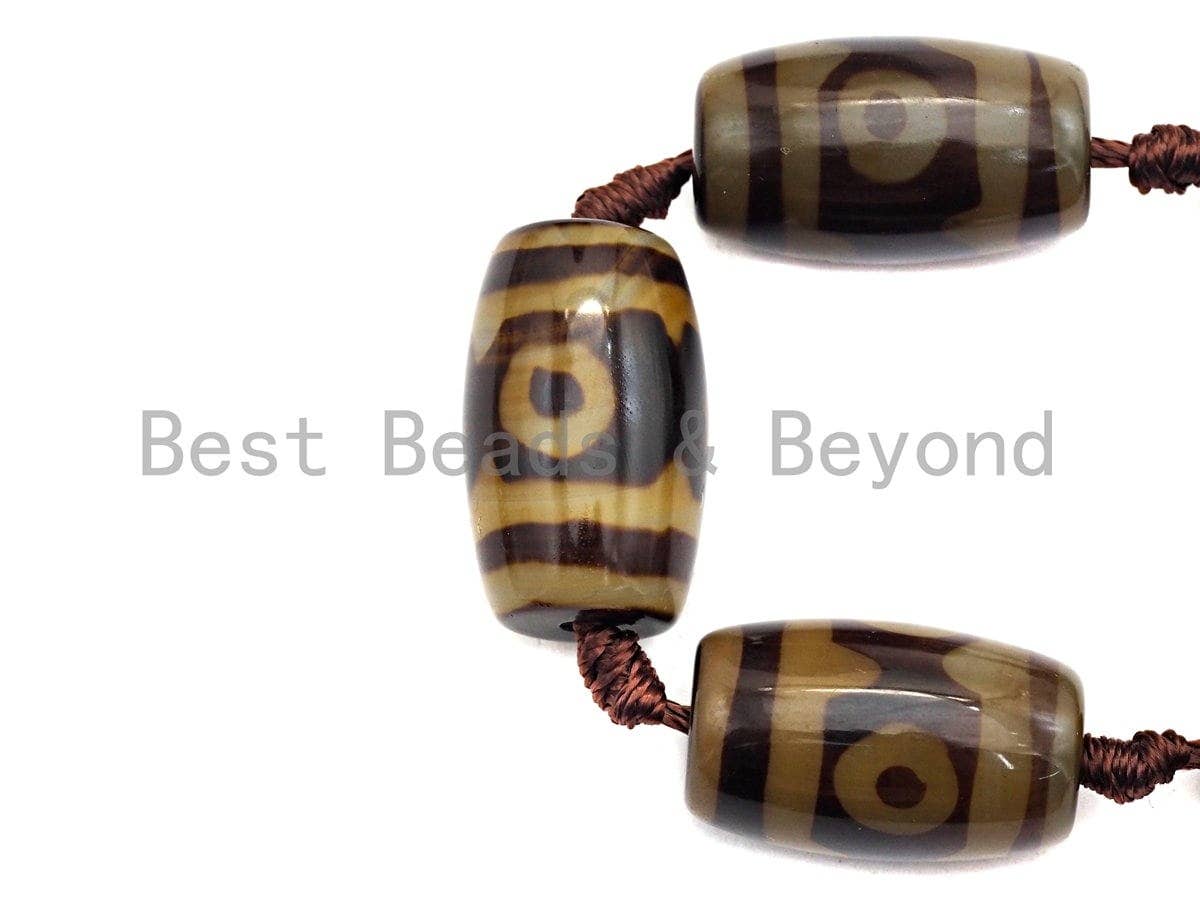 1pc/11pc Natural Tibetan Agate Barrel Beads, Brown Dzi oval beads, Barrel Agate Beads, 15x25mm,sku#U497