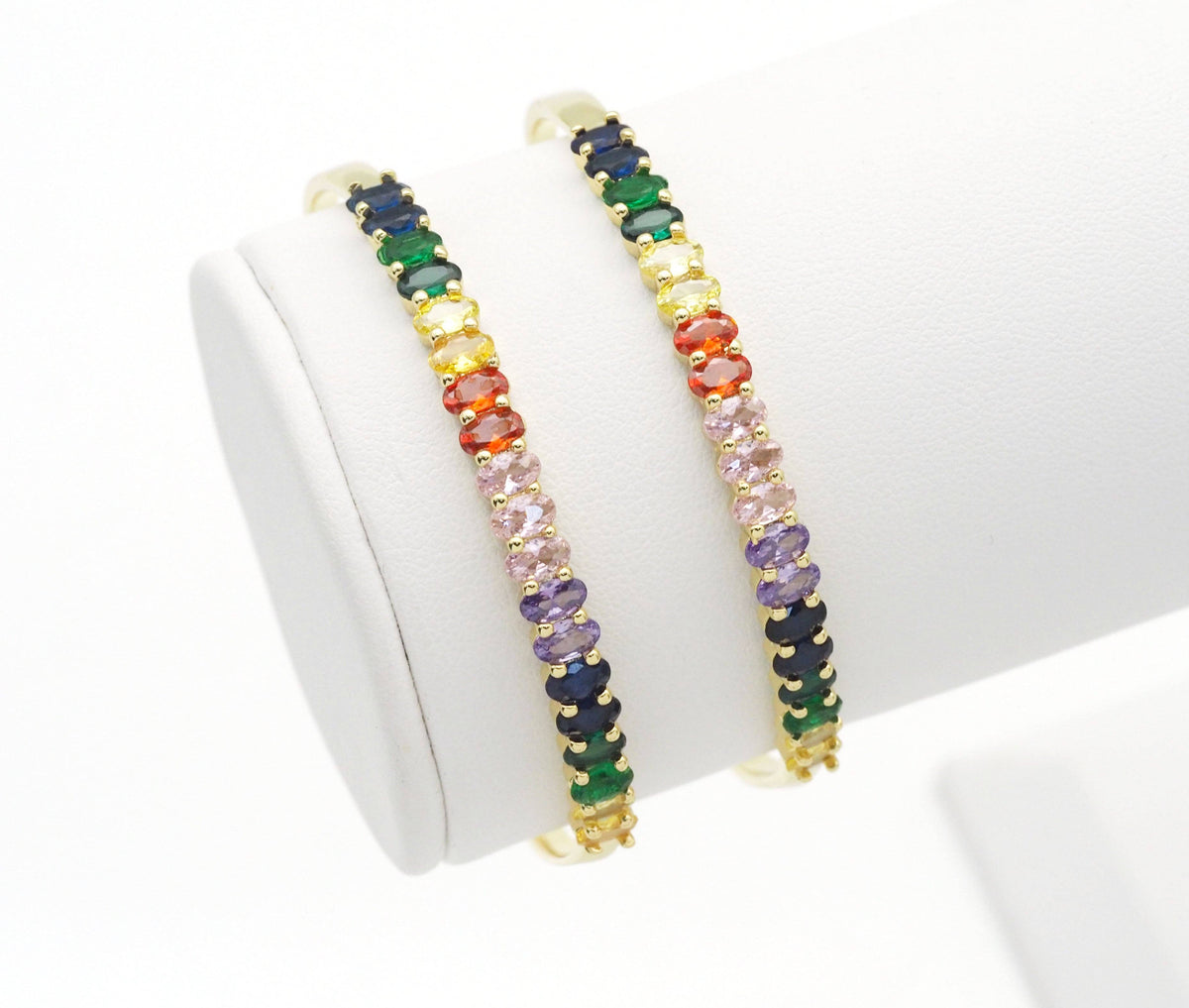 Rainbow Clear Oval CZ Bracelet,Sku#LD361