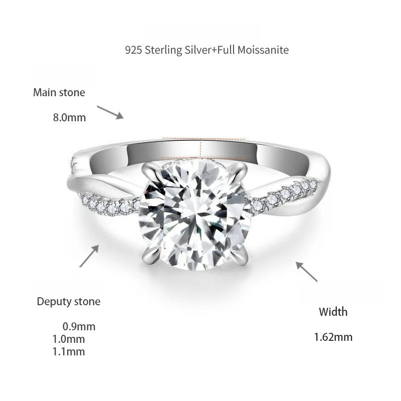 2-Carat Full D-Color VVS1 Moissanite Solitaire Ring with Four-Prong Vine Band – Modern Minimalist Engagement Ring