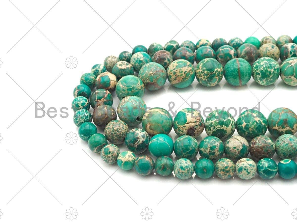 High Quality Green Sea Sediment Imperial Jasper Beads, 6mm/8mm/10mm/12mm Round Smooth Imperial Japser, 15.5'' Full Strand, SKU#UA170