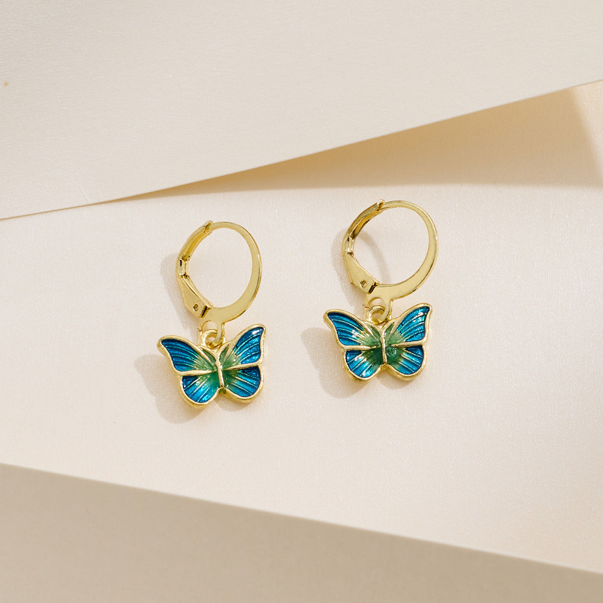 Japanese-Korean French-style Dripping-Oil Petite And Playful Butterfly Earrings