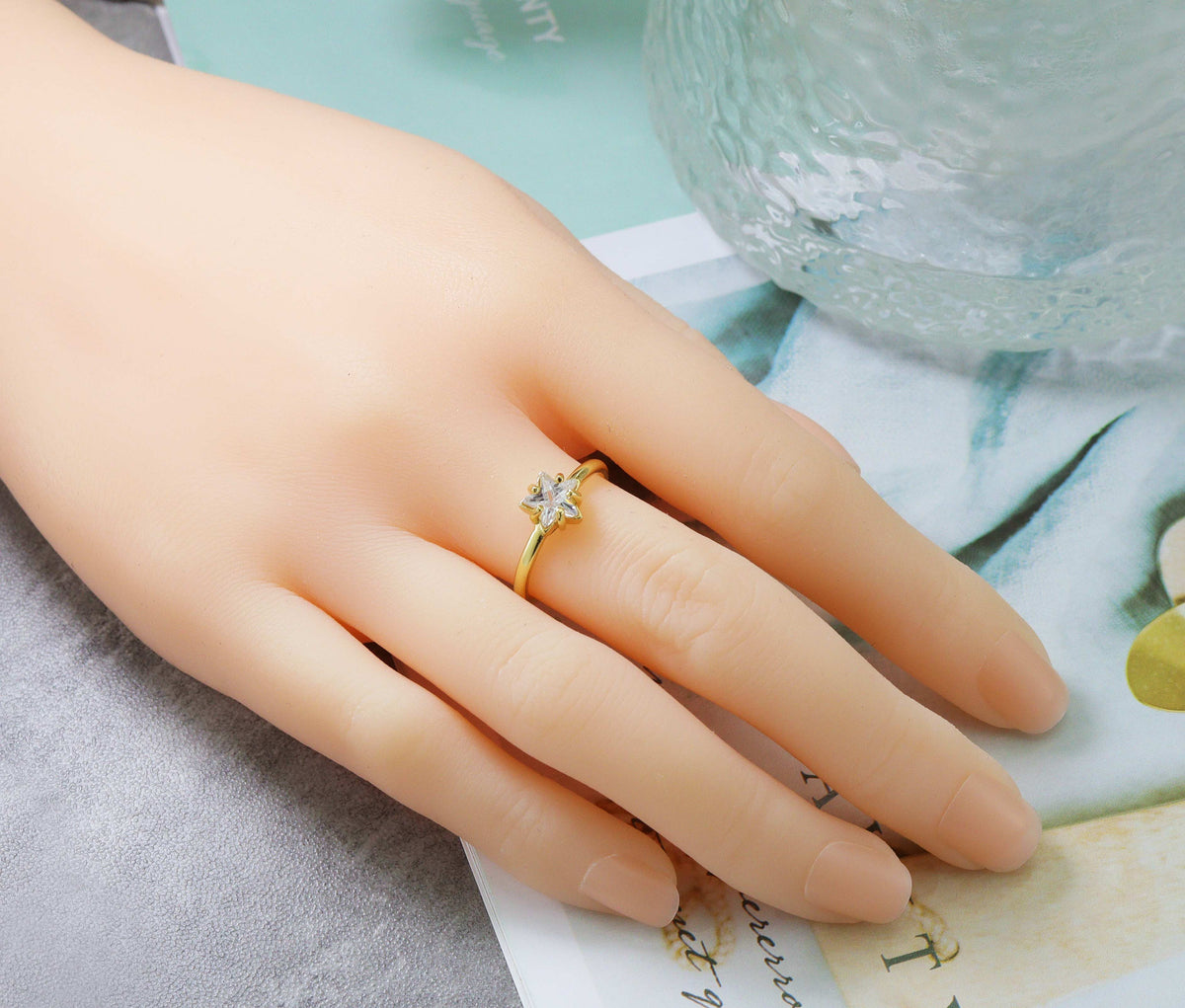 CZ Star Adjustable Ring, Sku#B149