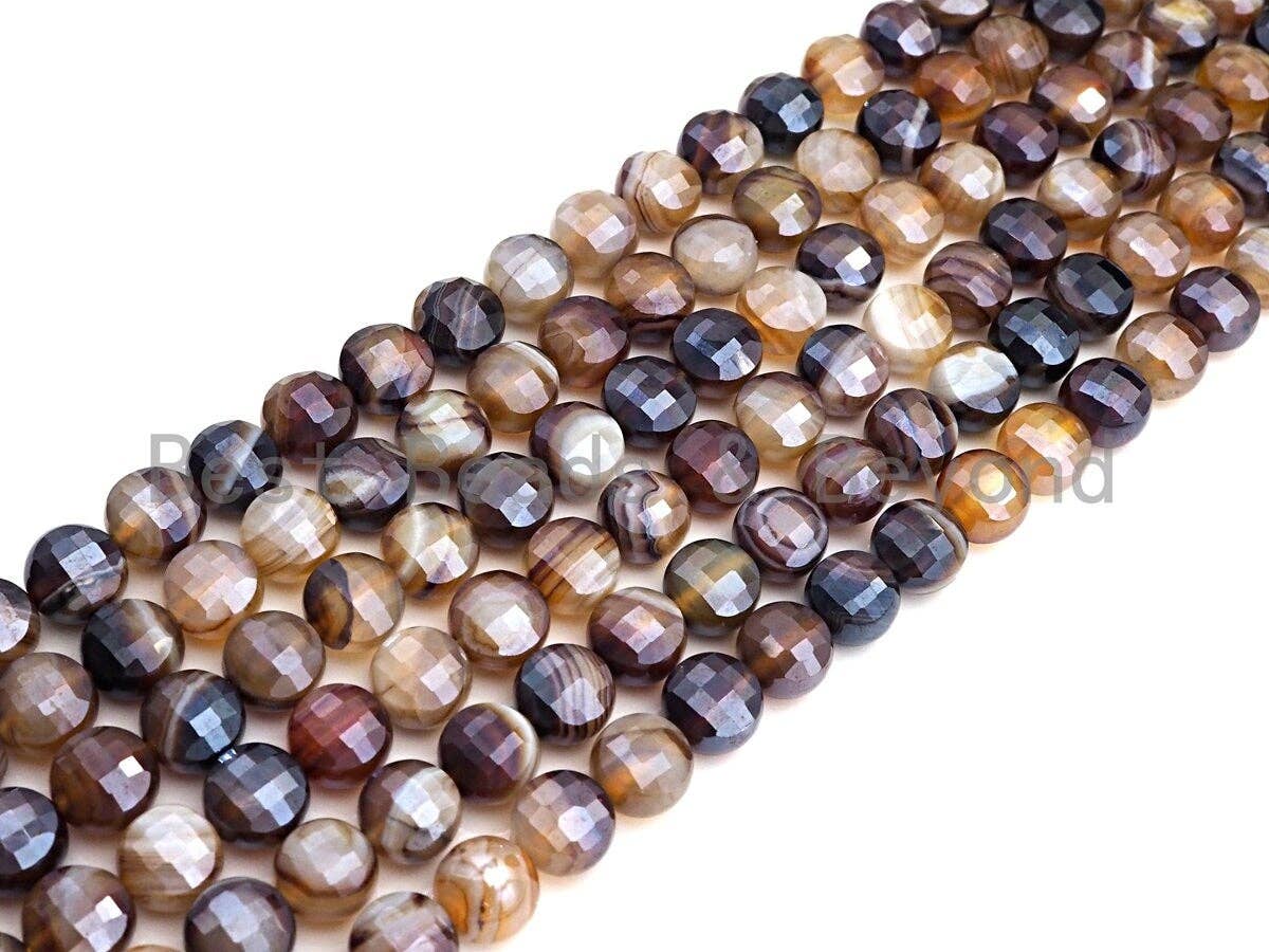 Mystic Plated Double Sided Turtle Shell Cut Natural Agate Coin Shape beads, 6mm/8mm/10mm Checkerboard Cut Agate, 15.5" Full strand, Sku#UA34