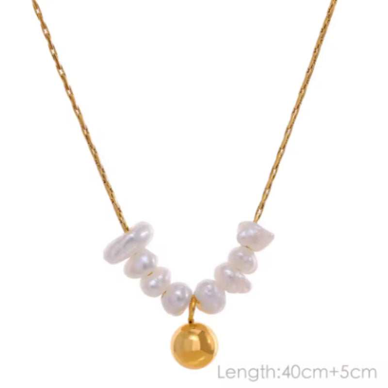 Natural Pearl Beads Chic Exquisite Necklace Thin Chain Stainless Steel Minimalist Charm Collar Jewelry Women