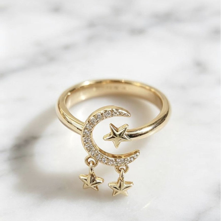 Affordable Luxury Star And Moon Open Ring For Women