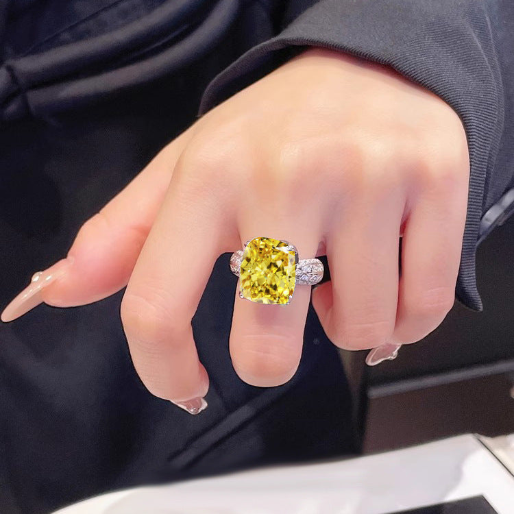 Large Carat Cushion Cut Diamond Simulant Ring, Vintage Pave Setting Proposal Ring For Her