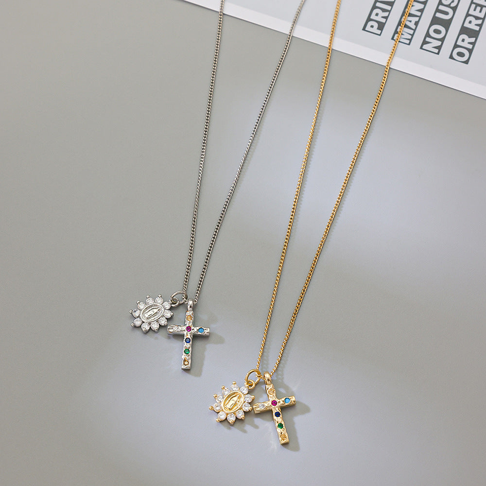 Womens New High-End Necklace With Colored Gemstone Inlays