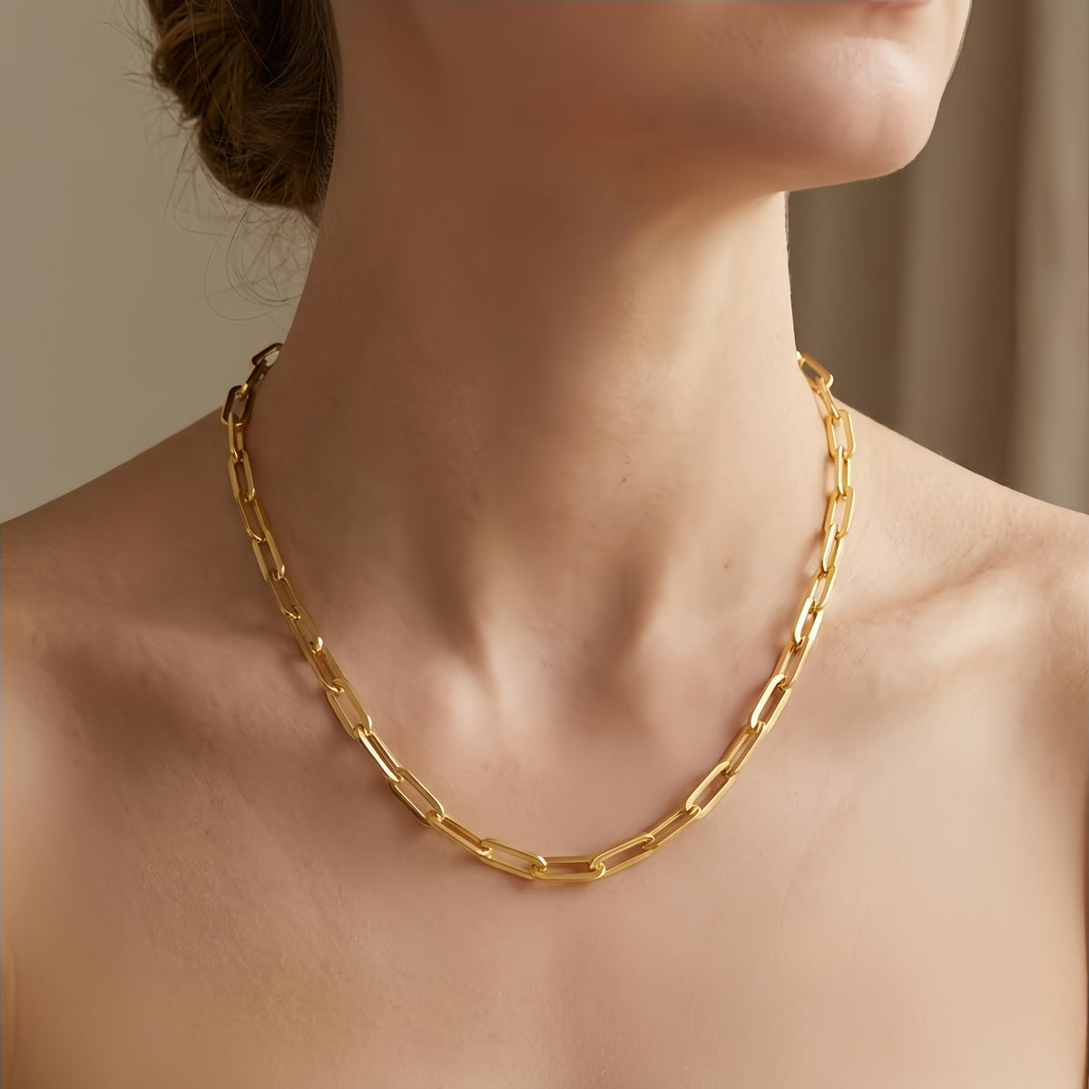 925 Sterling Silver Gold-Plated Sterling  Chunky Paperclip Chain Necklace - Italian Craftsmanship