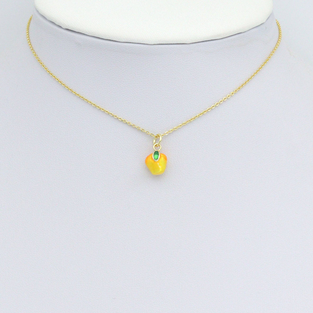 Yellow Orange Enamel Mango Gold Charm Pendant,Sku#LX848