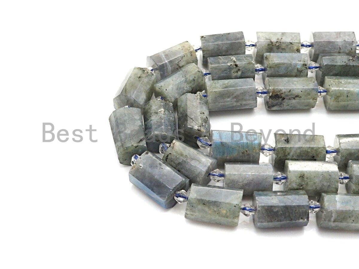 High Quality Natural Labradorite Cylinder Facted Beads, Natural Labradorite beads, 12x18mm, sku#U665