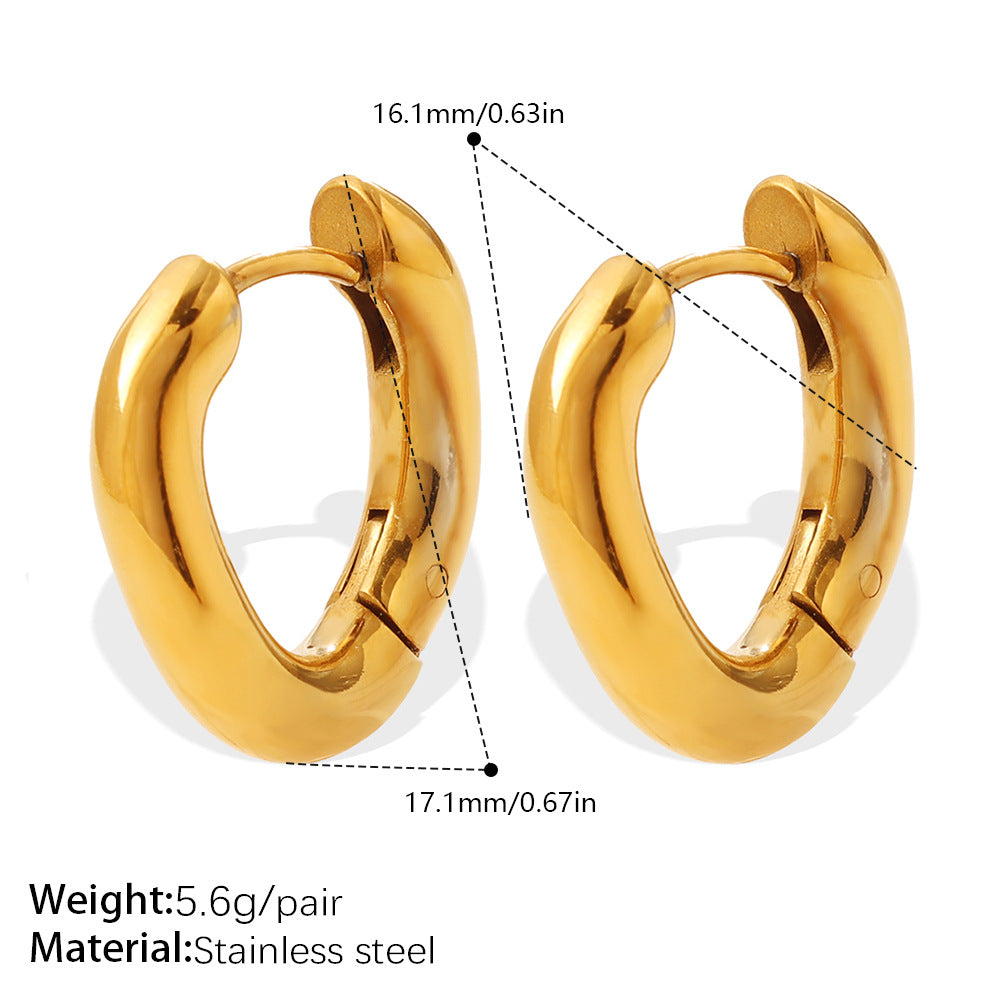 Fashion Vacation Style Geometric U-Shape & Triangle Earrings, Gold Color Fade-Resistant Sun Design, Daily Commute Earrings For Women