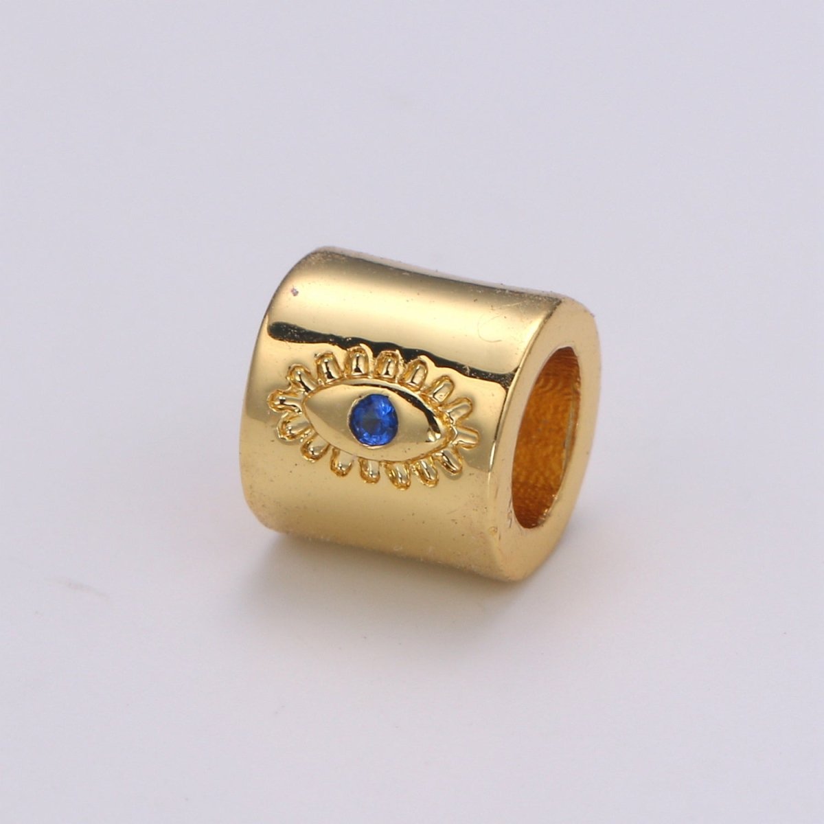 6mm Blue Evil Eye CZ Beads Solitaire Beads cylinder Beads Spacer Charm for Bracelet Necklace Supply 4mm hole, B-418
