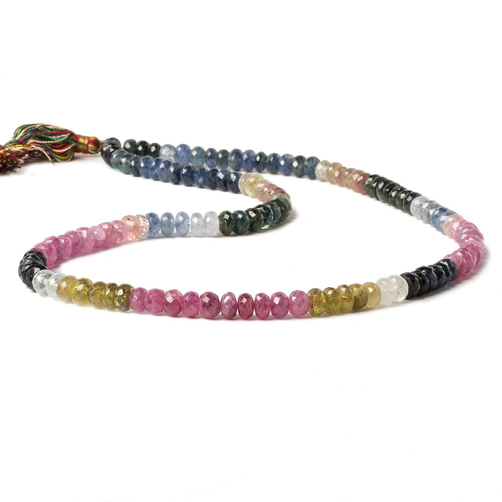 6mm Multi Color Sapphire Faceted Rondelle 20 inch 124 pieces