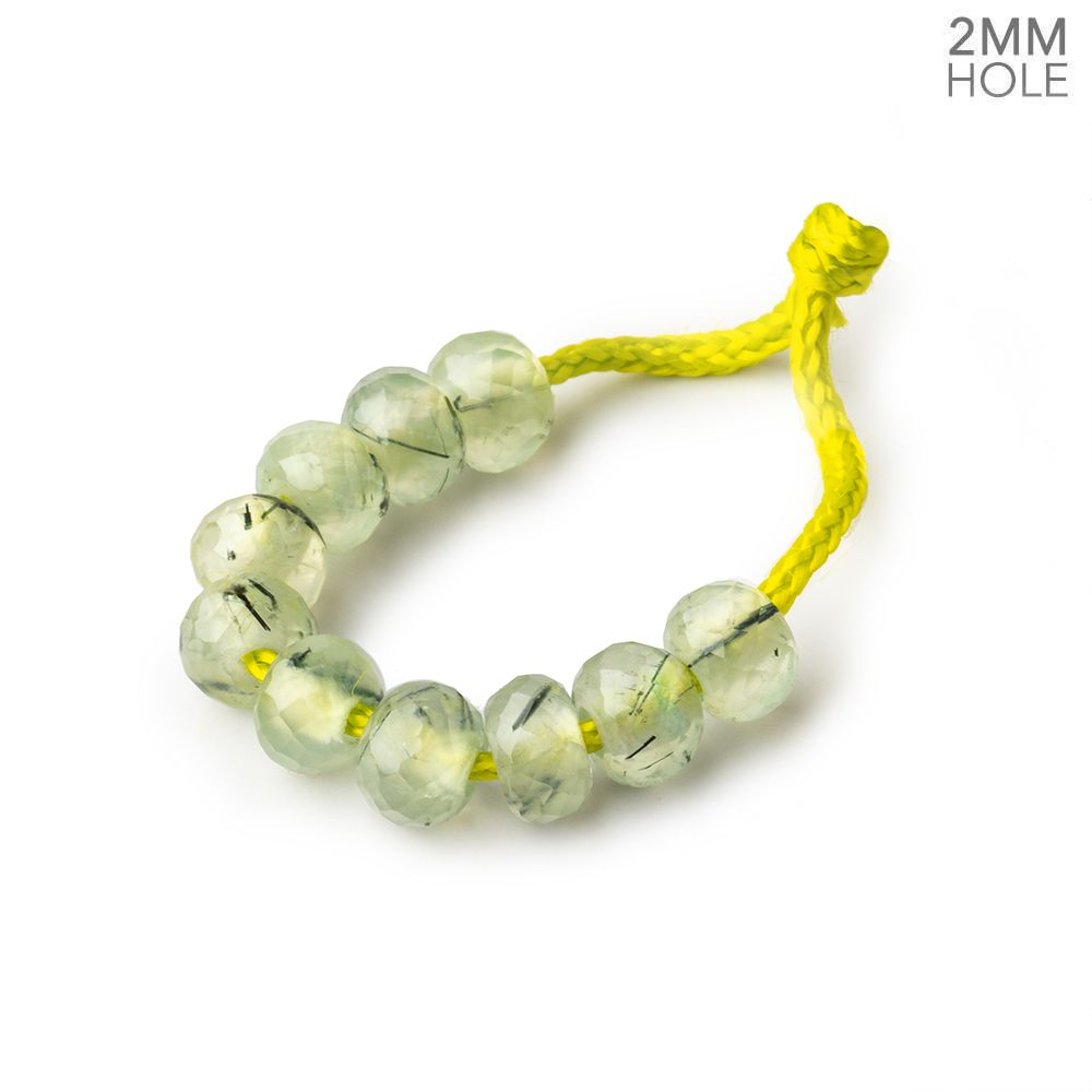 6mm Prehnite 2mm Large Hole Faceted Rondelles Set of 10 Beads