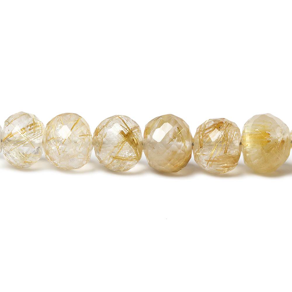 6mm Sagenitic Quartz Micro faceted rondelle beads 14 inch 72 pieces