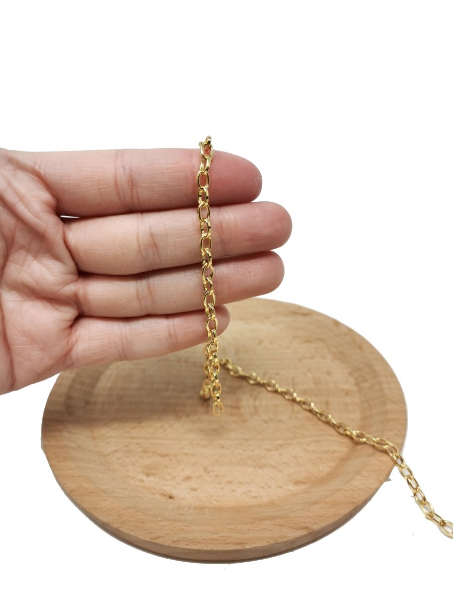 6x4mm Thick Rolo Cable Chain by the Yard, 24K Gold Filled Oval Chunky Necklace Unfinished Chain Great For Layer Necklace Choker Bracelet, CABLE Chain |  ROLL-01680 Clearance Pricing