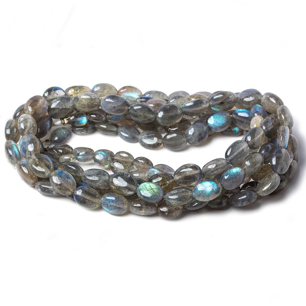6x5-10.5x9mm Labradorite Straight Drill Plain Oval Beads 16 inch 45 pieces