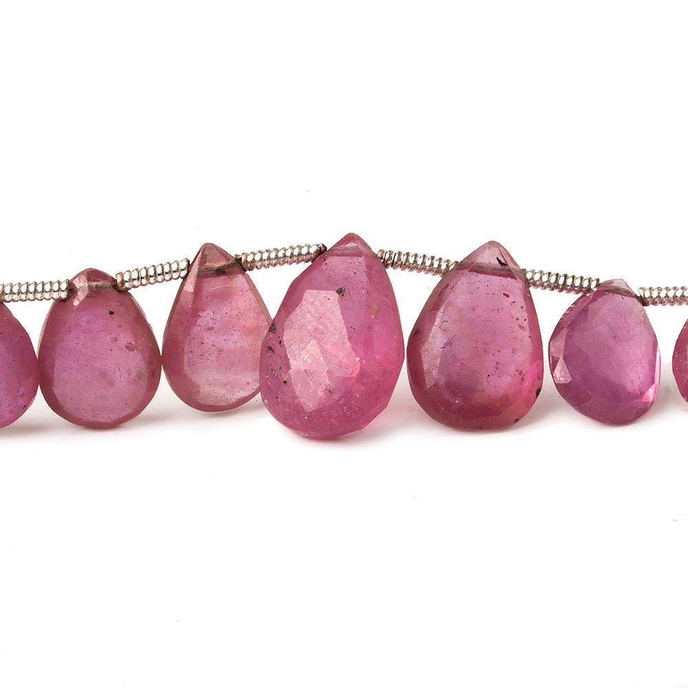 6x5-11x8mm Ruby Faceted Pear Briolettes 8 inch 26 beads