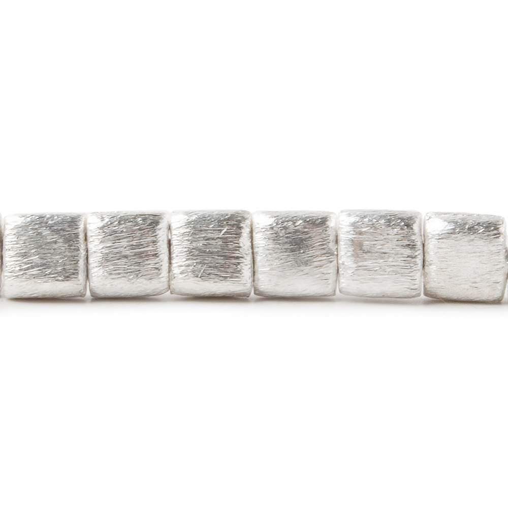 6mm Silver plated Brushed Square Beads 8 inch 32 pieces