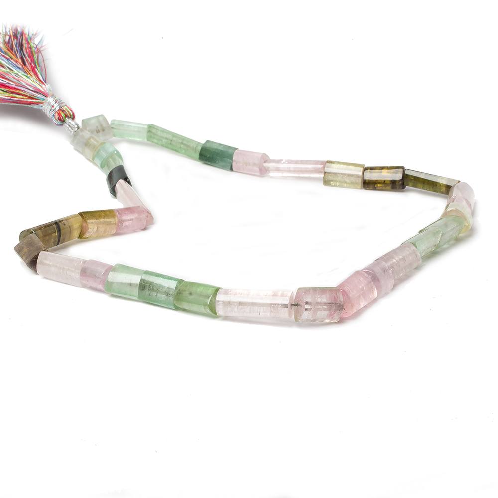 6x7-23x4mm Multi Color Tourmaline plain tube beads 16 inch 34 pieces A Grade
