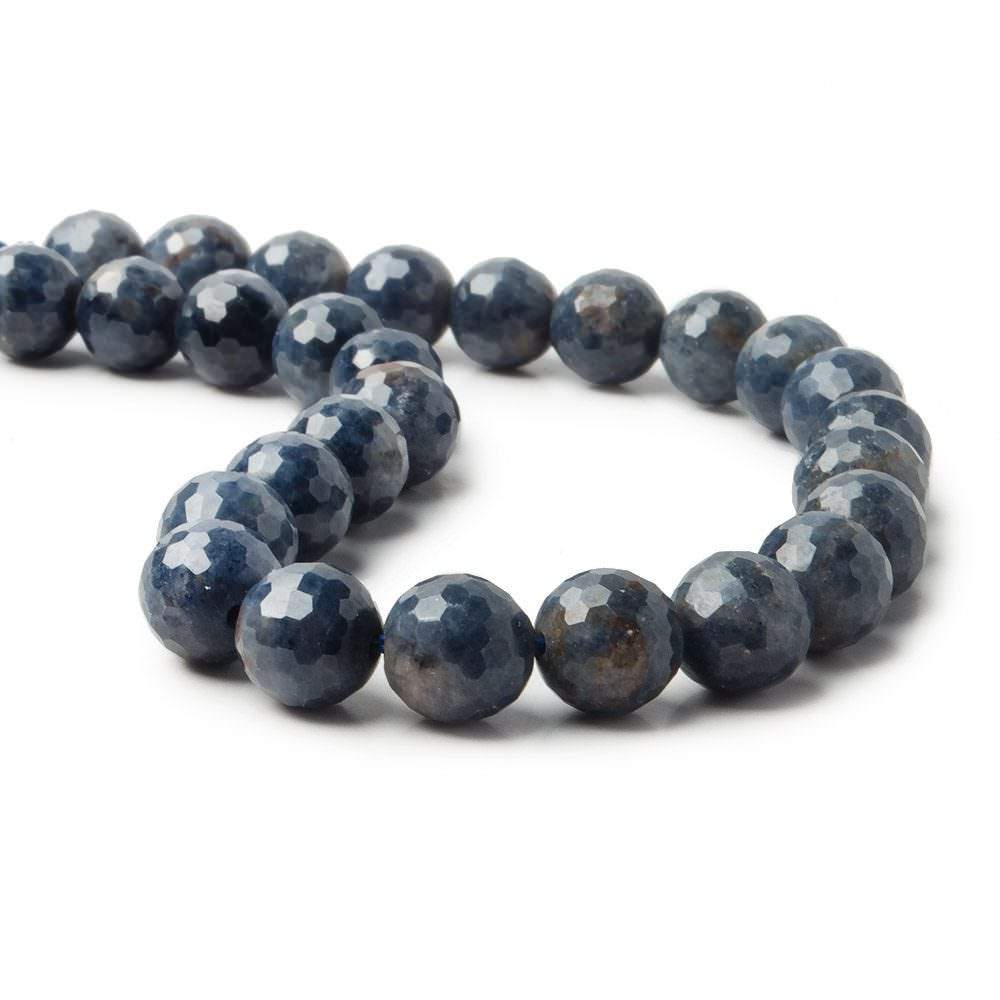 7-7.5mm Blue Sapphire Faceted Round Beads 8 inch 27 pieces A
