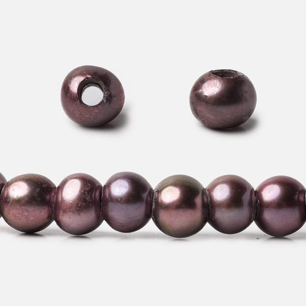 7-8mm Raisin Large Hole Off Round Freshwater Pearl 2.5mm drill hole, 15 inch, 64 pieces