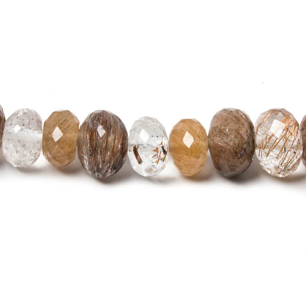 7-9mm Rutilated Quartz Faceted Rondelle Beads 15 inch 82 pieces