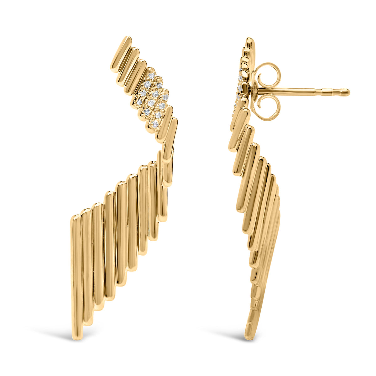 14K Yellow Gold Plated .925 Sterling Silver Sculpted Diamond Accent Drop Earrings (H-I Color, I1-I2 Clarity)