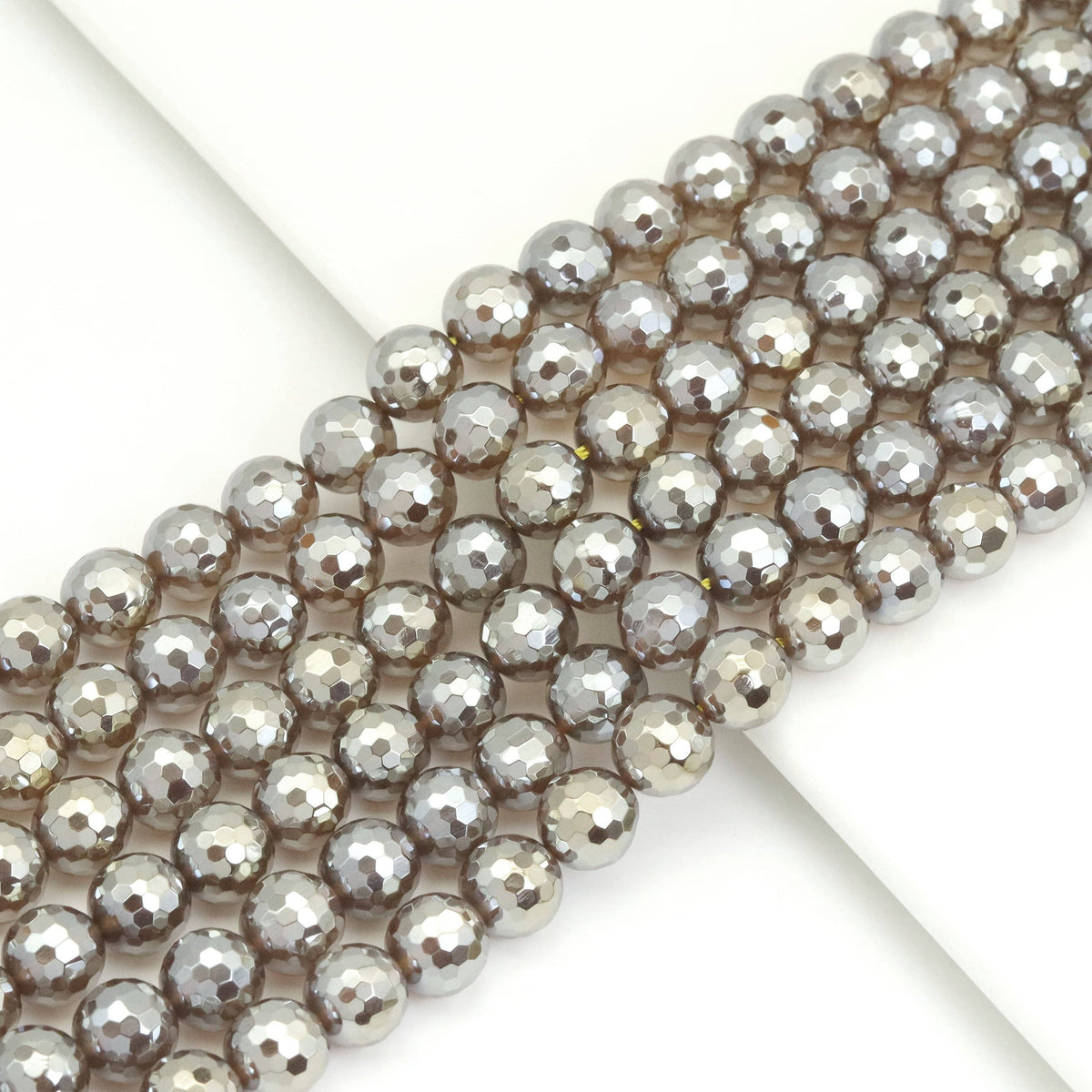 Mystic Champaign Agate Round Faceted Beads, Sku#UA317c