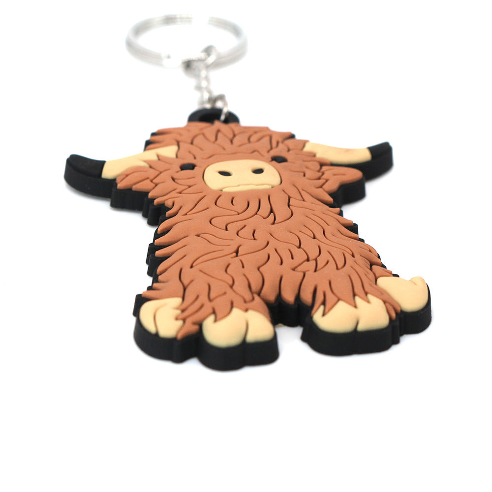 Highland Cow Key Accessory, Cow PVC Keychain