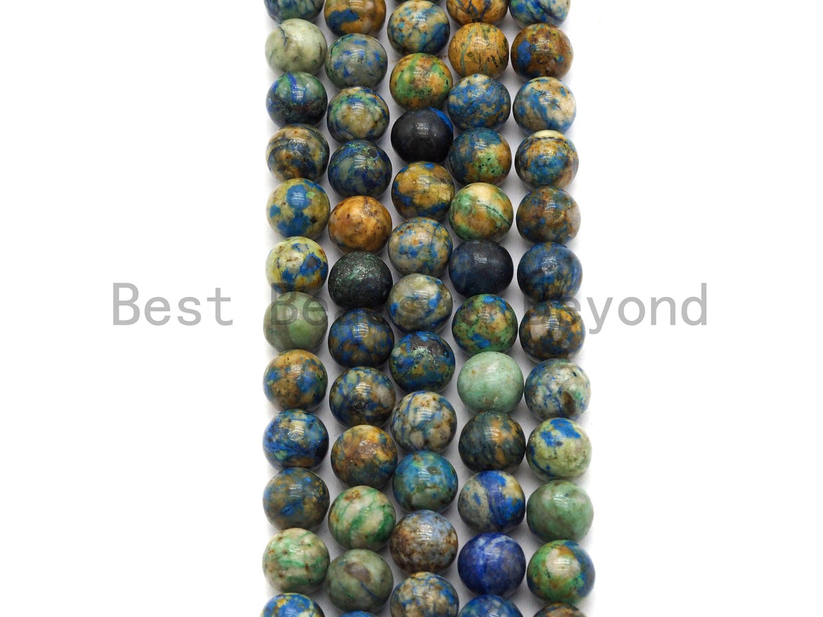 High Quality Natural Chryscolla Lapis Round Smooth Beads,6mm/8mm/10mm/12mm beads,Green Blue Brown Gemstone, 15.5inch strand, SKU#U433