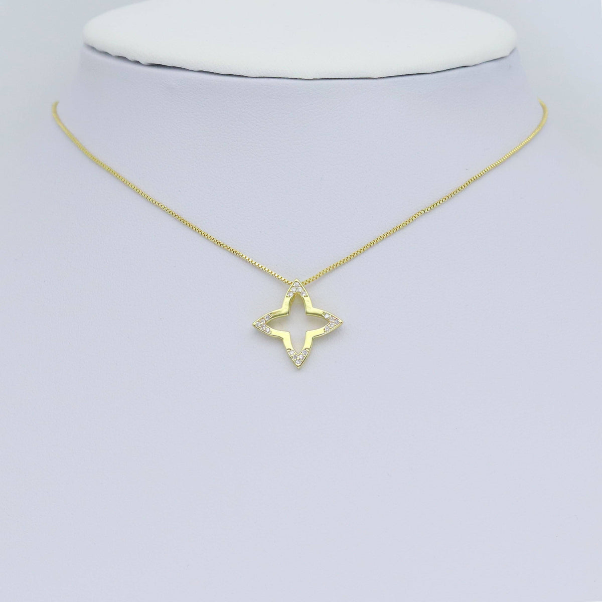 CZ Gold Silver Frame Flower Charm Pendant, Sku#A300