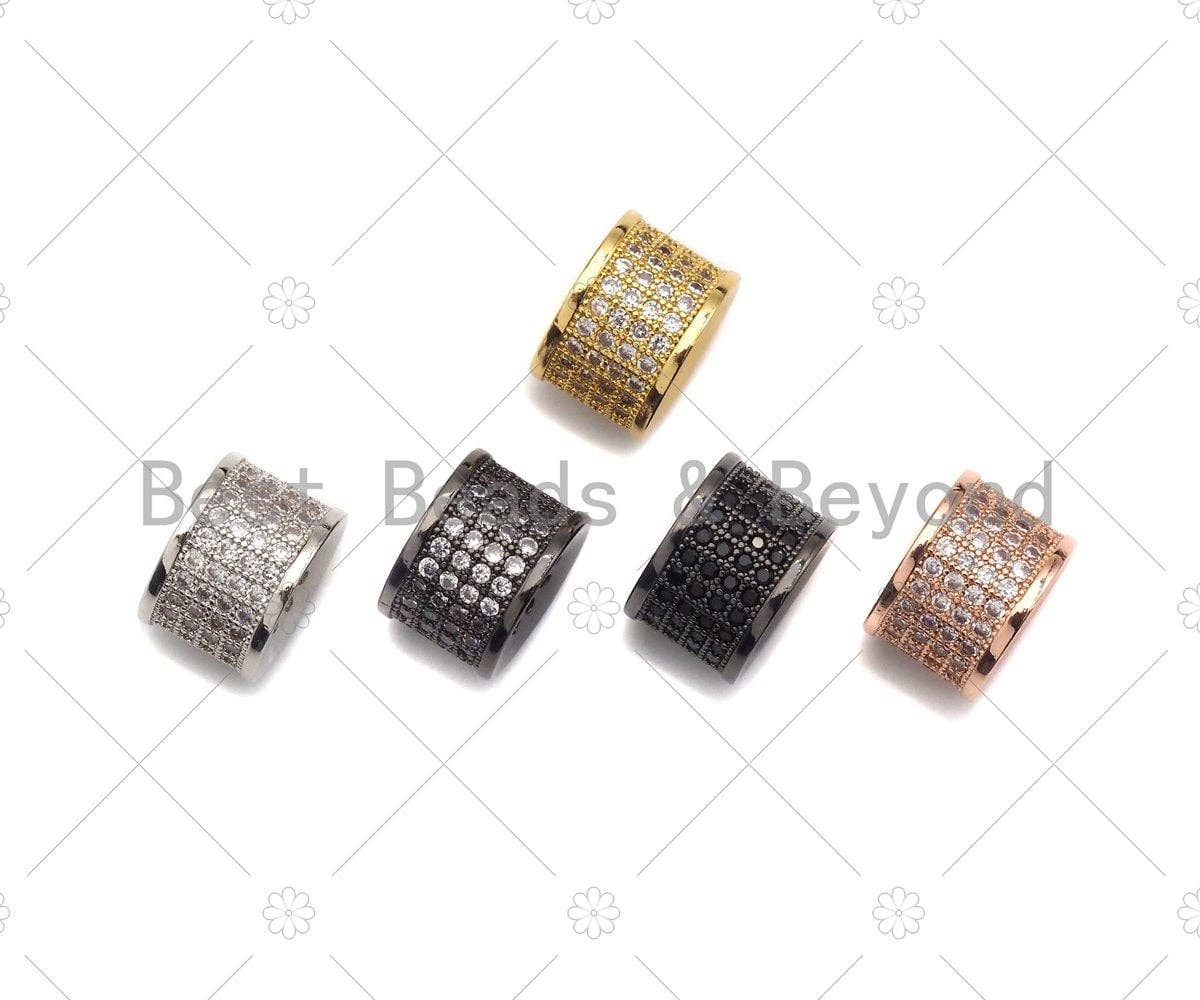 CZ Micro Pave Cylinder Spacer Beads with Clear Crystal for Bracelet/Necklace, sku#G43c