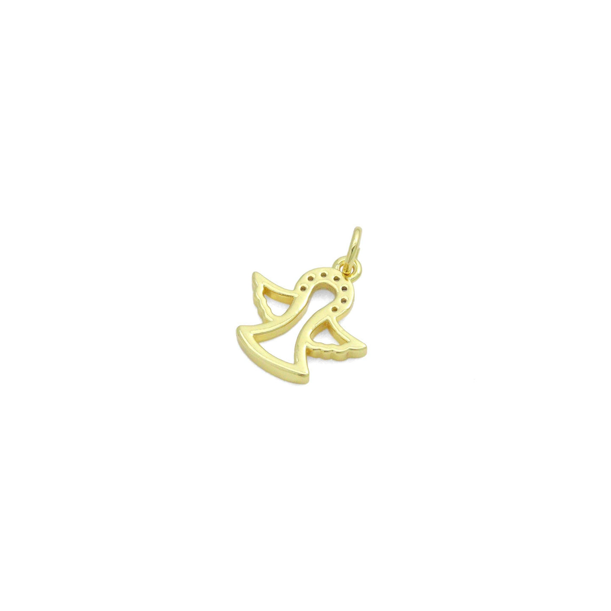 Clear CZ Gold Angel Charm Pendant,Sku#LD727