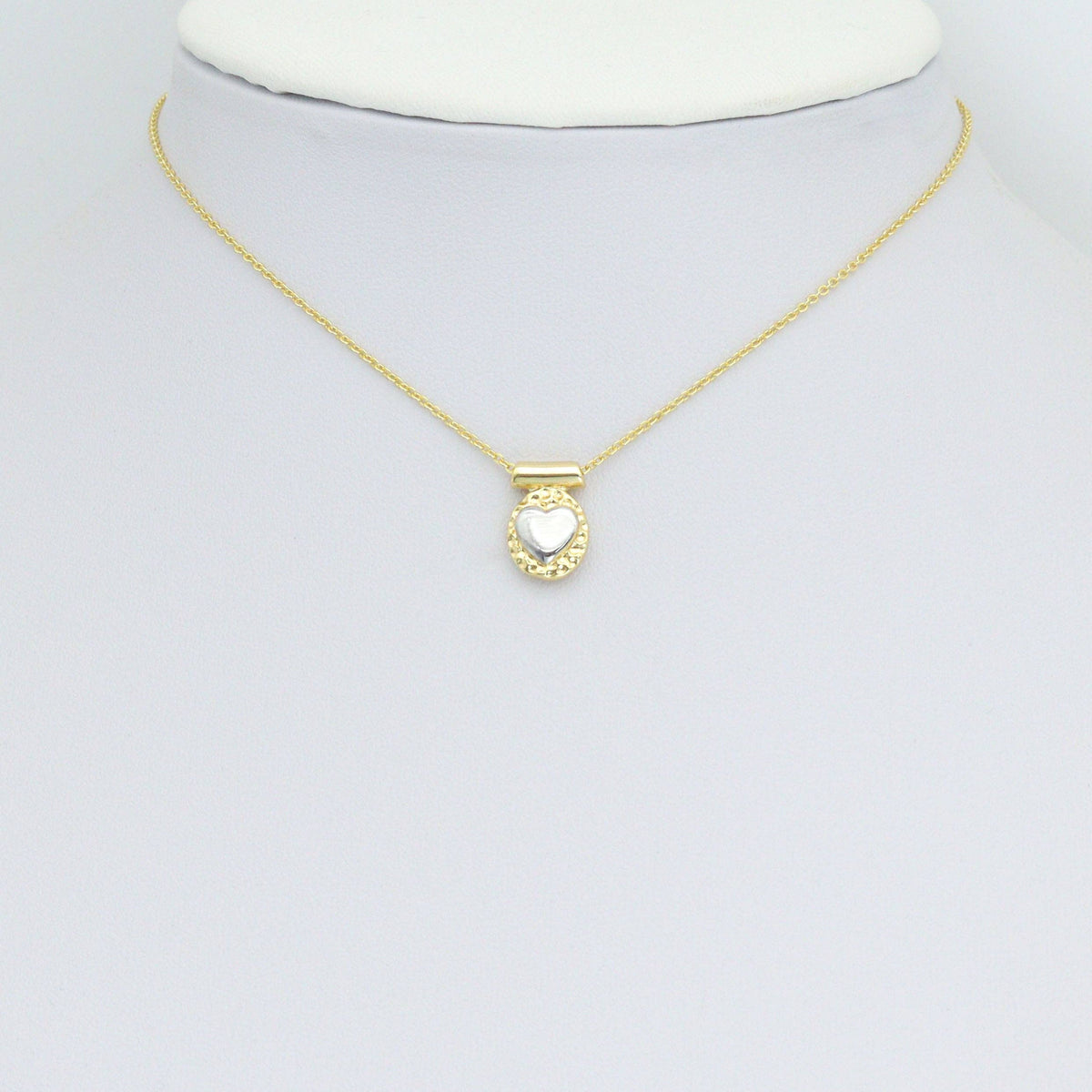 CZ Dual Color  Heart Charm Pendant, Sku#LK1183