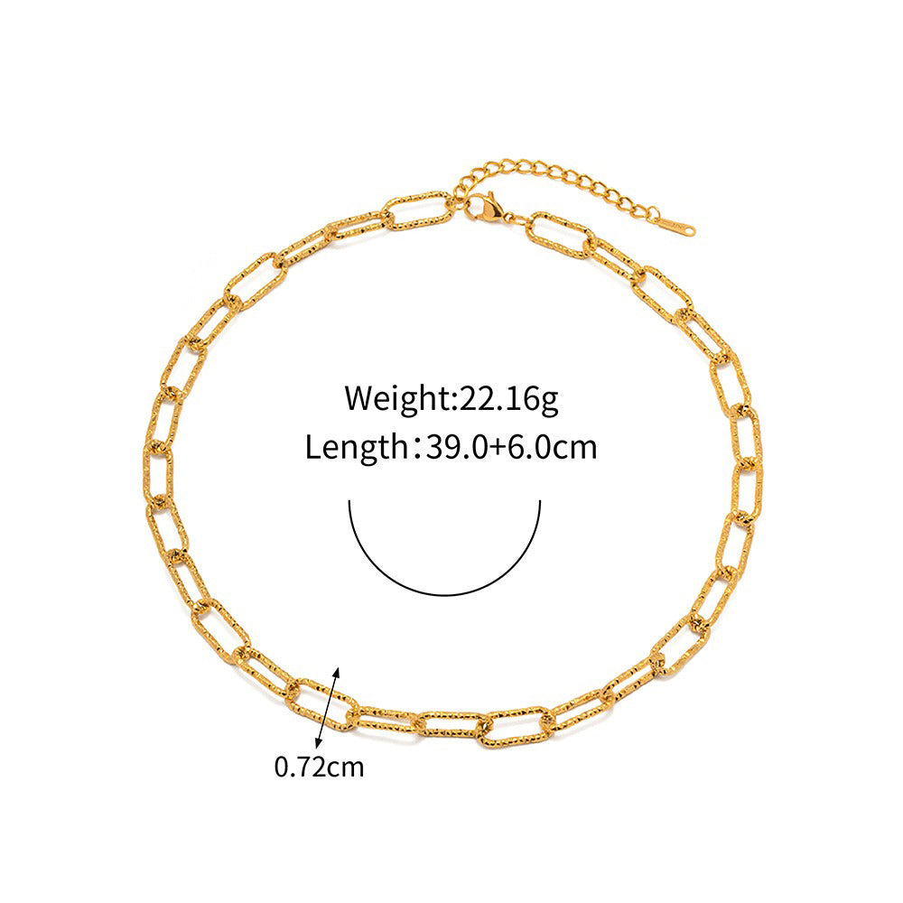 18K gold chain with gold and silver color matching design simple and elegant necklace