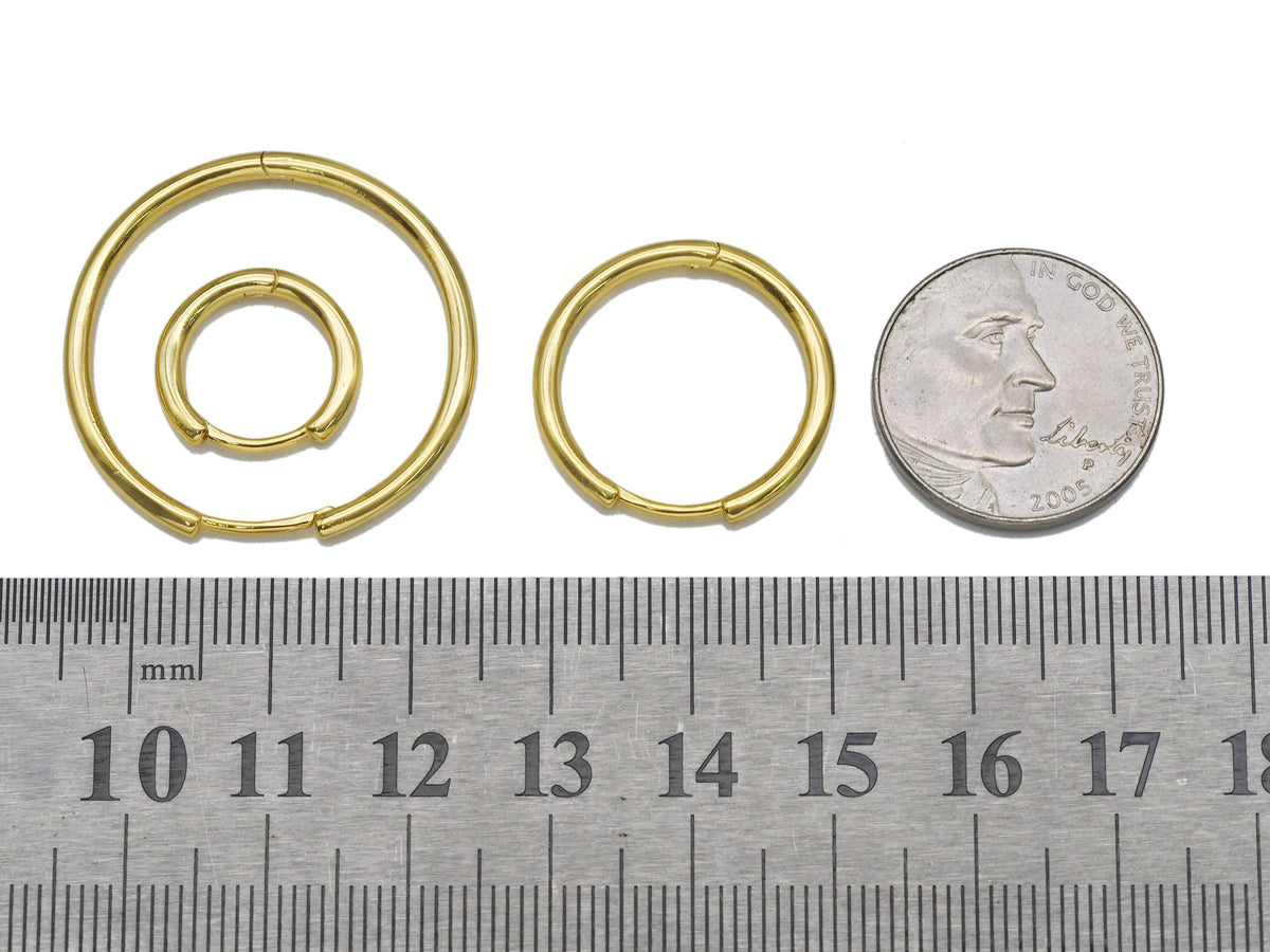 Gold Thin Hoop Earrings, Sku#ML60c