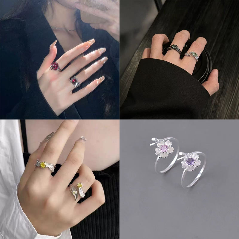 New Irregular Zircon Ring For Women, INS Trendy, Simple & Versatile Adjustable Index Finger Ring
