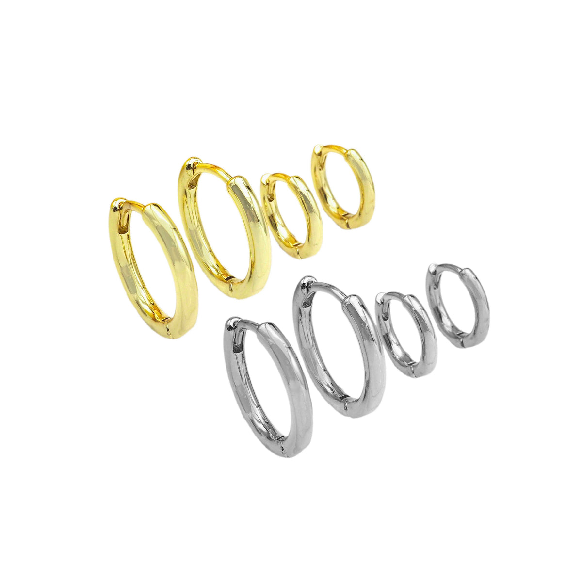 Gold Silver plain Huggie Earrings,SKU#LD56