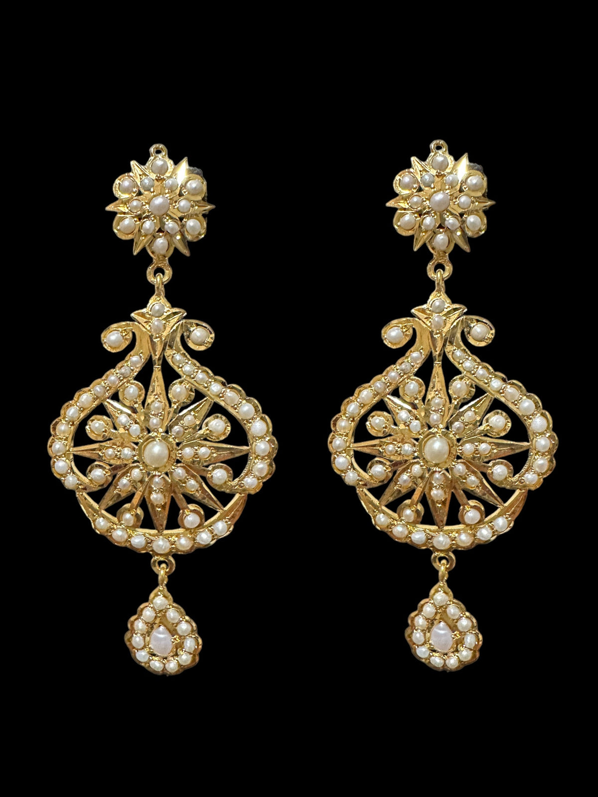 Gold plated silver necklace earrings set in fresh water pearls ( SHIPS IN 5 WEEKS )