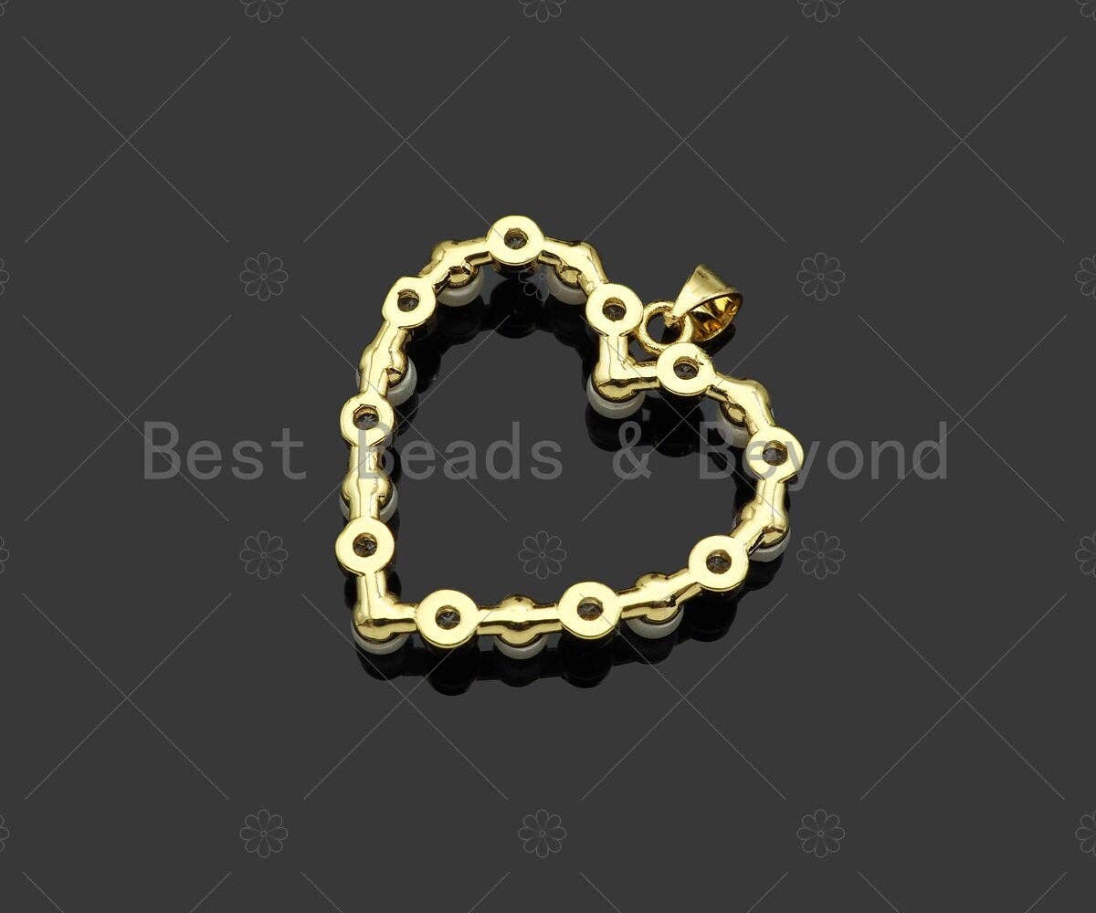 Gold Filled  Pearl Open Heart Shape Pendant,Necklace Bracelet Pendant,Sku#LD101
