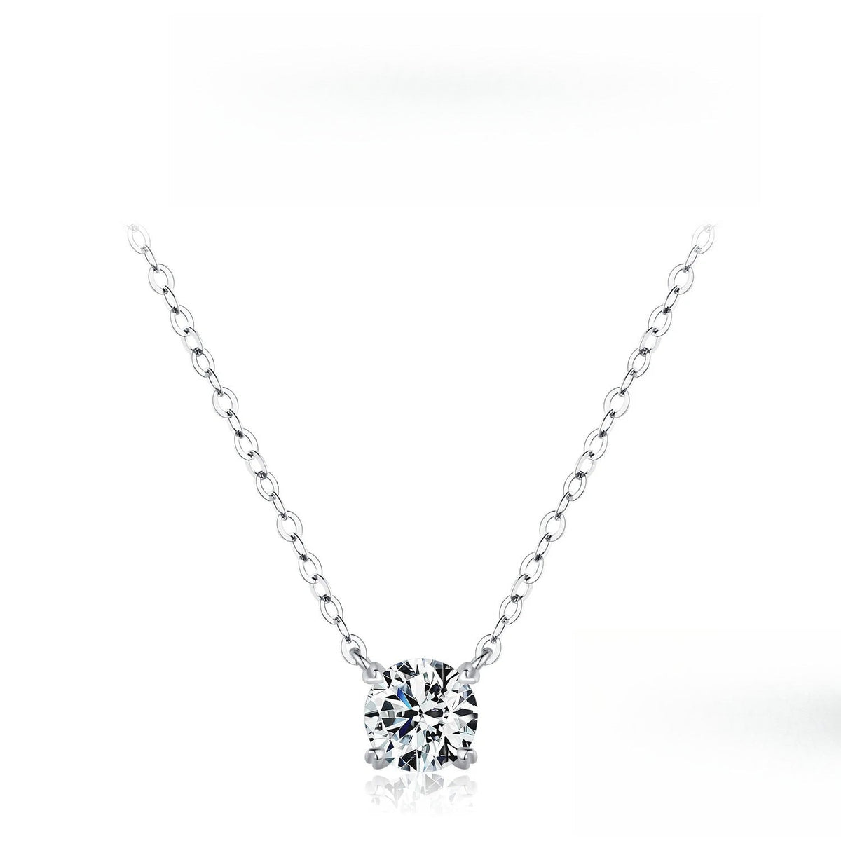 Geometric D-Color VVS1 Moissanite Necklace in Sterling Silver – Square, Round, or Solitaire Pendant for Women