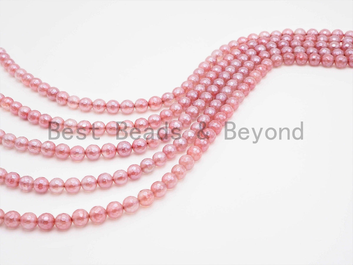 Mystic Silverite Plated  Pink Quartz Faceted, Sku#U342