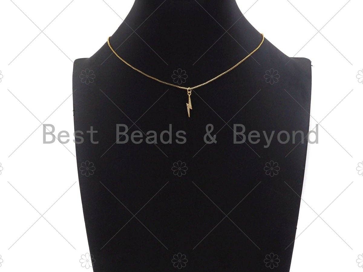 CZ Micro Pave Lightning Shape Pendant/Charm,Cubic Zirconia Charm,Necklace Bracelet Charm Pendant,4x20mm,Sku#LD22