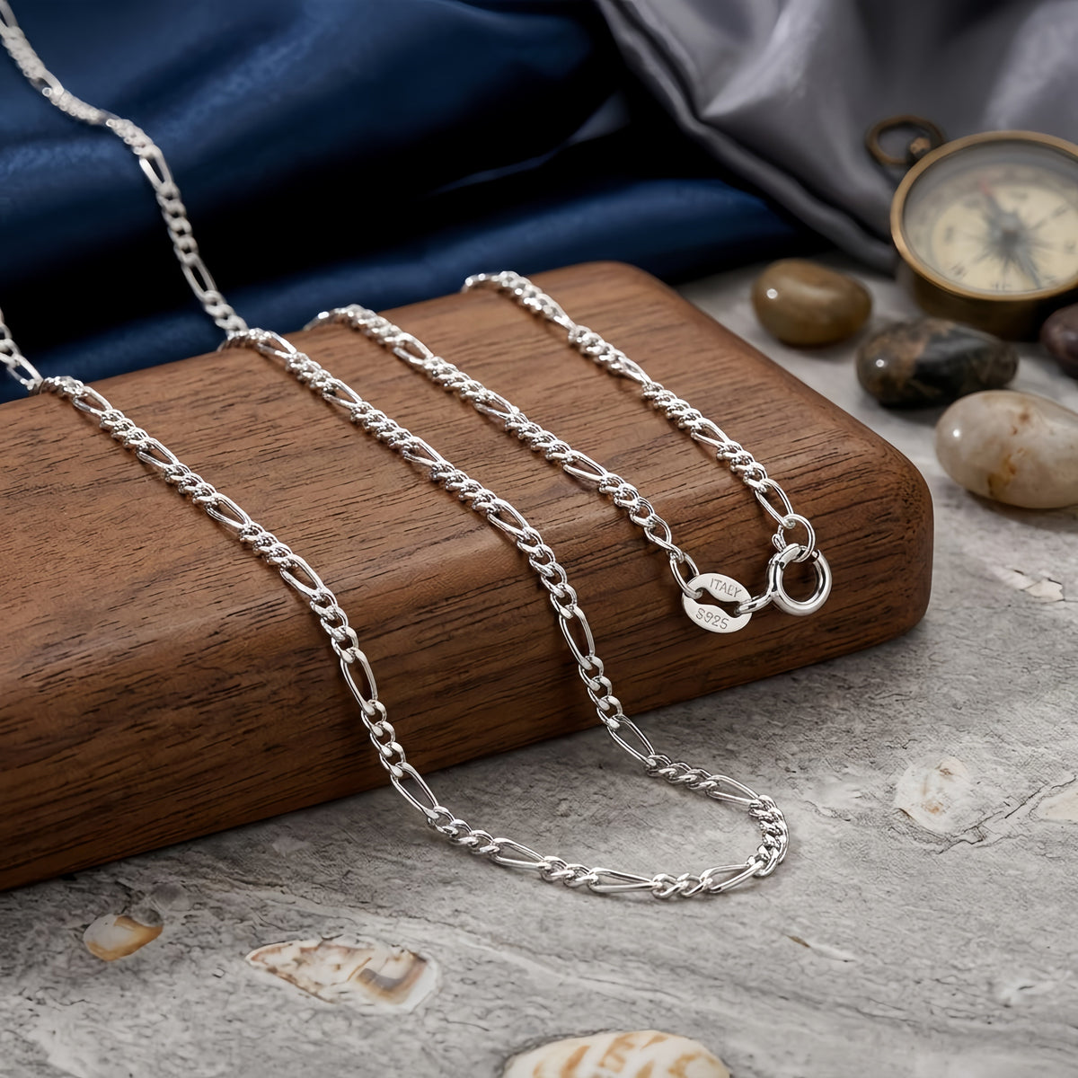 925 Sterling Silver Italian Sterling  Figaro Chain Necklace - Classic Design & Durable Craftsmanship