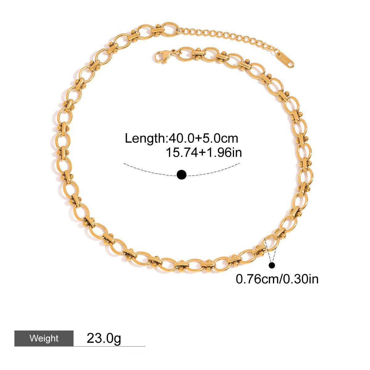 18K gold chain with gold and silver color matching design simple and elegant necklace