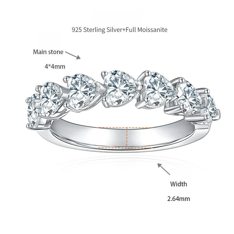Heart-Shaped D-Color VVS1 Moissanite Engagement Ring Set – Full-Circle or Half-Circle Sparkle in 925 Sterling Silver with 18K Gold Plating
